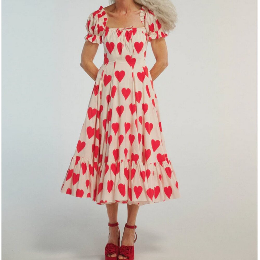 Selkie The Queen Of Hearts Field Trip Midi Dress S/L - Picture 4 of 11